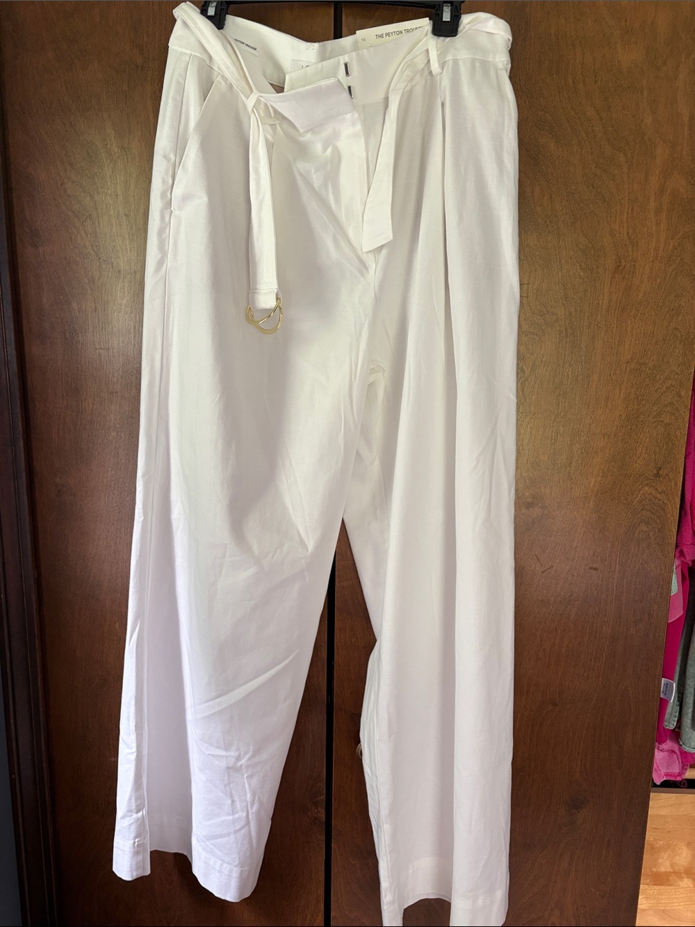 LOFT White Peyton Trousers with Waist Tie